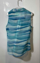 Load image into Gallery viewer, New York &amp; Company Womens Blue Collared Sleeveless Blouse Top Size Medium
