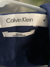 Load image into Gallery viewer, Calvin Klein Mens Blue Long Sleeve Collared Slim Fit Button-Up Shirt Size Medium
