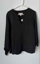 Load image into Gallery viewer, Michael Kors Womens Black Satin Long Sleeve V-Neck Blouse Top Size Large
