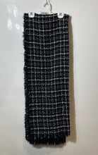Load image into Gallery viewer, Karl Lagerfeld Paris Womens Black White Plaid Tweed Fringe Edge Rectangle Scarf

