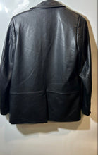 Load image into Gallery viewer, Zara Womens Black Faux Leather Long Sleeve Notch Lapel Button Front Jacket Sz XS
