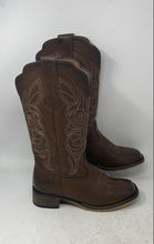 Load image into Gallery viewer, Rollda Womens NZX36 Brown Square Toe Pull-On Cowgirl Western Boots Size 9.5
