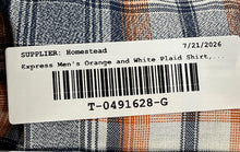Load image into Gallery viewer, Express Mens Orange And White Plaid Long Sleeve Button-Up Shirt Size Medium

