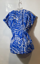 Load image into Gallery viewer, Zara Womens Blue White Printed Short Sleeve Button Front Mini Dress Size Large
