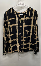 Load image into Gallery viewer, Zara Womens Beige Black Tie Dye Long Sleeve Blouse Top Sz XS Back Button Missing
