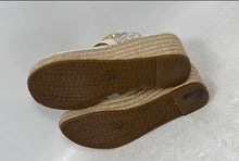 Load image into Gallery viewer, Michael Kors Womens Jilly Mid Ivory Monogram Wedge Espadrille Sandals Size 5.5 M

