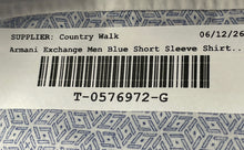 Load image into Gallery viewer, Armani Exchange Mens Blue Short Sleeve Collared Button-Up Shirt Size Medium
