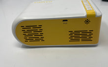 Load image into Gallery viewer, Vamvo Yellow White Portable Outdoor Movie LED Video Projector Powers On
