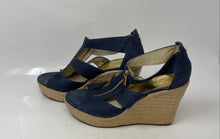 Load image into Gallery viewer, Michael Kors Womens Damita Blue Open Toe Wedge Heel Platform Sandals Size 10
