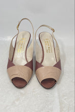 Load image into Gallery viewer, Bruno Magli Womens Pink Beige Leather Peep Toe Buckle Slingback Heels Size 8 B
