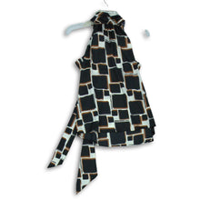 Load image into Gallery viewer, Karl Lagerfeld Womens Multicolor Geometric Sleeveless Tie-Neck Blouse Top Sz XS
