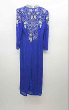 Load image into Gallery viewer, Black Tie Womens Blue Embellished Long Sleeve Back-Zip Maxi Dress Size 14
