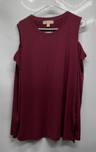 Load image into Gallery viewer, Michael Kors Womens Red Cold Shoulder Sleeve Pullover Blouse Top Size XL
