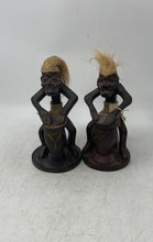 Load image into Gallery viewer, Collectible Tribal Tiki Man Drummer Handmade Wooden Primitive Figure
