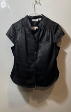 Load image into Gallery viewer, Jaclyn Smith Womens Black Short Sleeve Button Front Blouse Top Size Large
