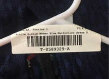 Load image into Gallery viewer, Nicole Richie Womens Blue Multicolor Floral Asymmetrical A-Line Dress Size M
