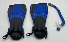 Load image into Gallery viewer, U.S. Divers Unisex Blue Black Adjustable Fins Size ML/XL With Snorkel Bag
