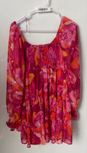 Load image into Gallery viewer, Flying Tomato Womens Pink Floral Print Smocked Tiered Mini Dress Size Medium
