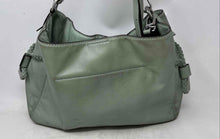 Load image into Gallery viewer, Donna Karan Womens Green Leather Bottom Studs Travel Shoulder Handbag
