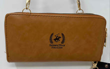 Load image into Gallery viewer, Beverly Hills Polo Club Womens Brown Leather Crossbody Strap Wristlet Wallet
