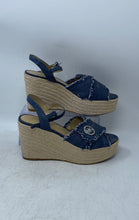 Load image into Gallery viewer, Michael Kors Womens Beige Denim Open Toe Wedge Platform Sandals Size 10M
