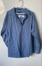 Load image into Gallery viewer, Nautica Mens Blue Cotton Long Sleeve Button-Down Dress Shirt Size 17.5

