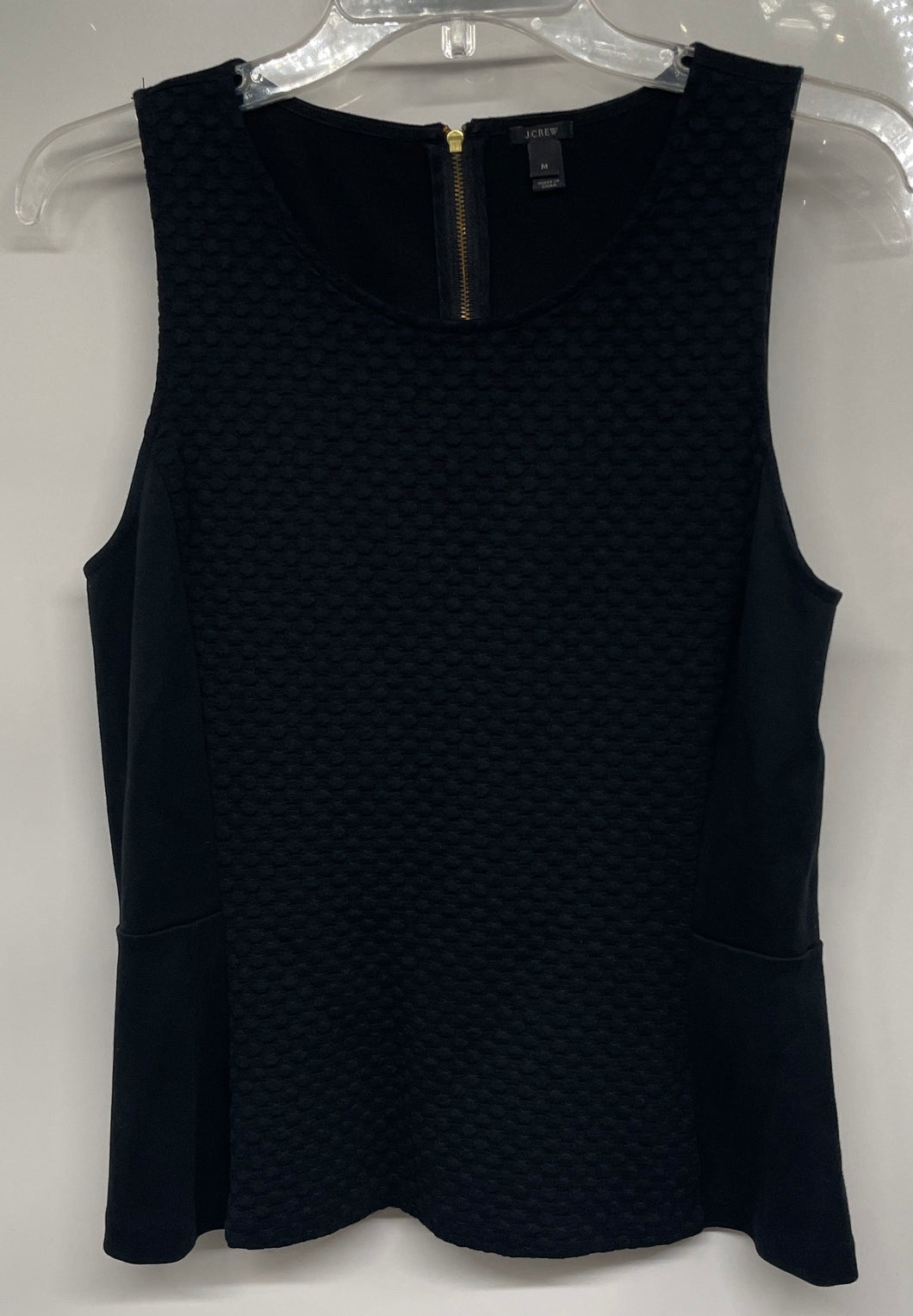 J. Crew Womens Black Round Neck Back Zip Sleeveless Blouse Top Size M