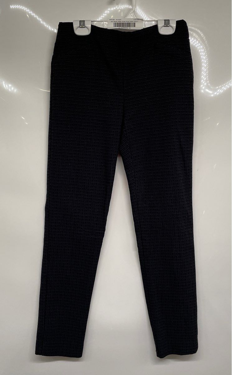 Van Heusen Womens Black Print Stretch Extensible Straight Leg Dress Pants Size 0