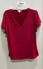 Load image into Gallery viewer, Calvin Klein Womens Red Short Sleeve V-Neck Pullover Blouse Top Size XL

