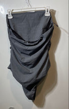 Load image into Gallery viewer, Zara Womens Gray Strapless Square Neck Ruched Bodysuit Blouse Top Size Medium
