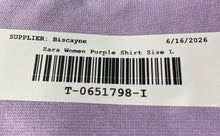 Load image into Gallery viewer, Zara Womens Purple Short Sleeve Crew Neck Pullover Cropped T-Shirt Size Large
