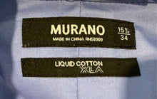 Load image into Gallery viewer, Murano Mens Blue Liquid Cotton Long Sleeve Collared Dress Shirt Size M 15.5
