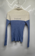 Load image into Gallery viewer, Bebe Womens Ivory Blue long Sleeve Mock Neck Pullover Sweater Size Small
