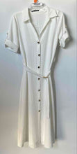 Load image into Gallery viewer, Zara Womens White Short Sleeve Collared Button Front Belted Shirt Dress Size S
