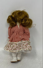 Load image into Gallery viewer, Brown Hair And Eyes Vintage Style Girl Porcelain Doll With Pink White Outfit
