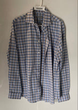 Load image into Gallery viewer, Michael Kors Mens Blue Brown Plaid Long Sleeve Slim Fit Stretch Dress Shirt Sz L
