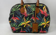 Load image into Gallery viewer, Aldo Womens Black Multicolor Tropical Floral Faux Leather Dome Satchel Handbag
