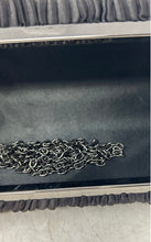 Load image into Gallery viewer, Unbranded Womens Black Silver-Tone Pleated Chain Strap Clutch Handbag

