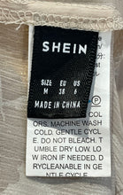 Load image into Gallery viewer, Shein Womens Beige &amp; Gold Foil Print Roll Tab Sleeve Button-Up Shirt Size 6
