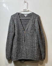 Load image into Gallery viewer, New York &amp; Company Womens Black White V-Neck Half-Zip Pullover Sweater Size M
