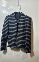 Load image into Gallery viewer, Zara Basic Womens Blue White Striped Long Sleeve Zip Front Blazer Jacket Size M
