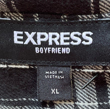 Load image into Gallery viewer, Express Mens Black White Plaid Long Sleeve Boyfriend Fit Button-Up Shirt Size XL
