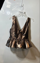 Load image into Gallery viewer, Guess Womens Dark Brown Sleeveless V-Neck Button Peplum Tank Top Size Small
