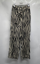 Load image into Gallery viewer, Mango Womens White &amp; Black Animal Print Tie Waist Trouser Pants Size S
