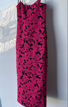 Load image into Gallery viewer, Zara Womens Pink And Black Floral Spaghetti Strap Slit Midi Bodycon Dress Size M
