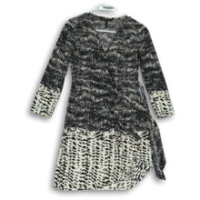 Load image into Gallery viewer, BCBGMAXAZRIA Womens Adele Black Beige Long Sleeve V-Neck Wrap Dress Size S
