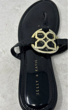 Load image into Gallery viewer, Kelly &amp; Katie Womens Dahlin Black Open Toe Slip-On Thong Sandals Size 10M

