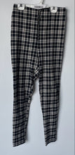 Load image into Gallery viewer, Zara Womens Black Off White Plaid Flat Front Zip Skinny Leg Trouser Pants Size L
