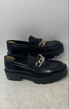 Load image into Gallery viewer, Zara Womens Black Patent Leather Round Toe Chain Strap Loafer Shoes Size EU 38
