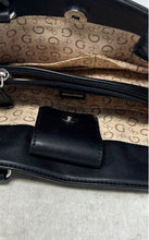Load image into Gallery viewer, Guess Womens Black Monogram Print Adjustable Crossbody Strap Satchel Bag
